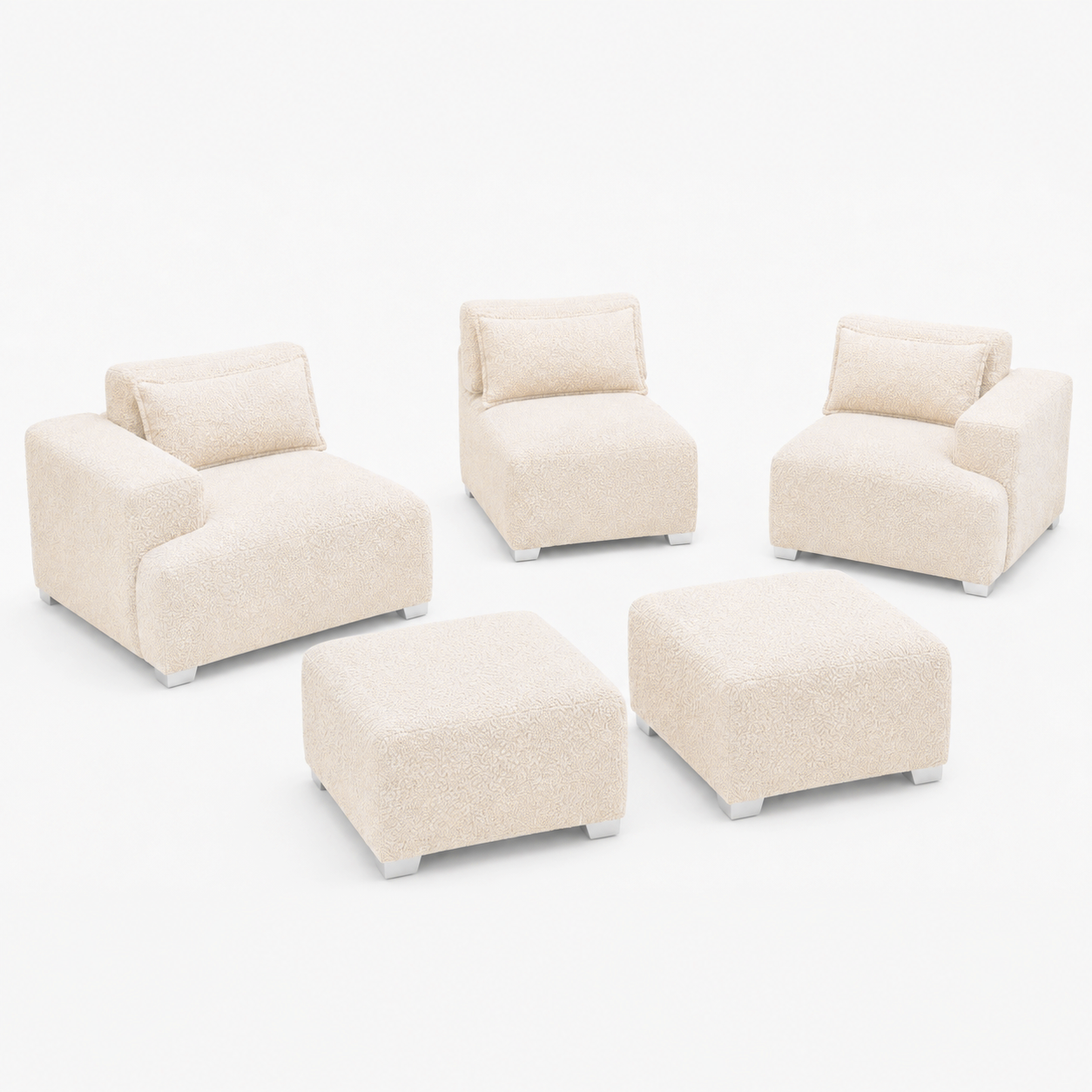 MONS Cala Sofá Modular 3 Cuerpos + 2 Pouf