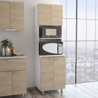 Mueble Microondas Fendi, Rovere y Blanco, con cuatro puertas batientes y espacio para horno microondas - vista 4