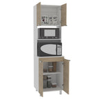 Mueble Microondas Fendi, Rovere y Blanco, con cuatro puertas batientes y espacio para horno microondas - vista 3