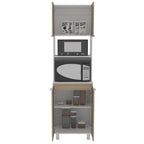 Mueble Microondas Fendi, Rovere y Blanco, con cuatro puertas batientes y espacio para horno microondas - vista 5