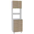 Mueble Microondas Fendi, Rovere y Blanco, con cuatro puertas batientes y espacio para horno microondas - vista 1