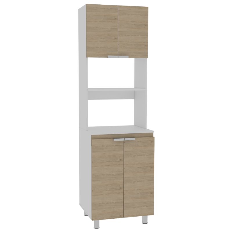 Mueble Microondas Fendi, Rovere y Blanco, con cuatro puertas batientes y espacio para horno microondas - vista 1