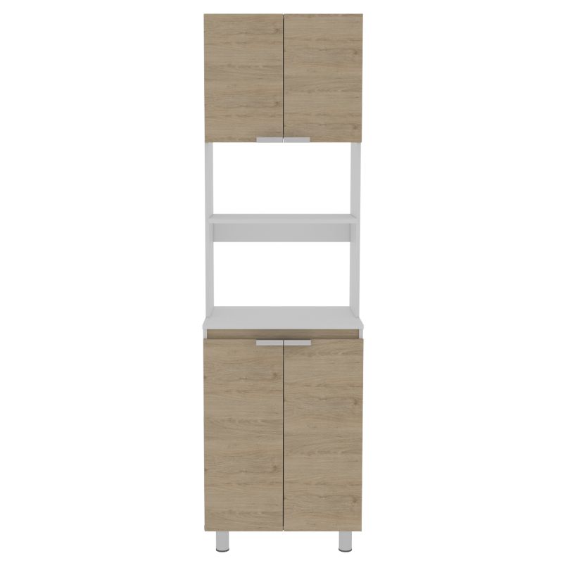 Mueble Microondas Fendi, Rovere y Blanco, con cuatro puertas batientes y espacio para horno microondas - vista 6