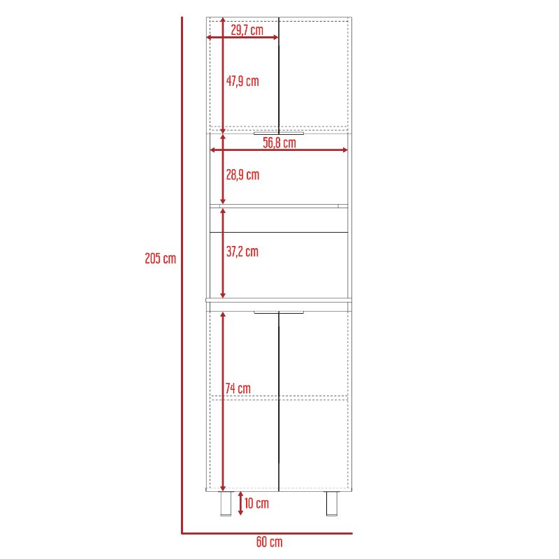 Mueble Microondas Fendi, Rovere y Blanco, con cuatro puertas batientes y espacio para horno microondas - vista 8