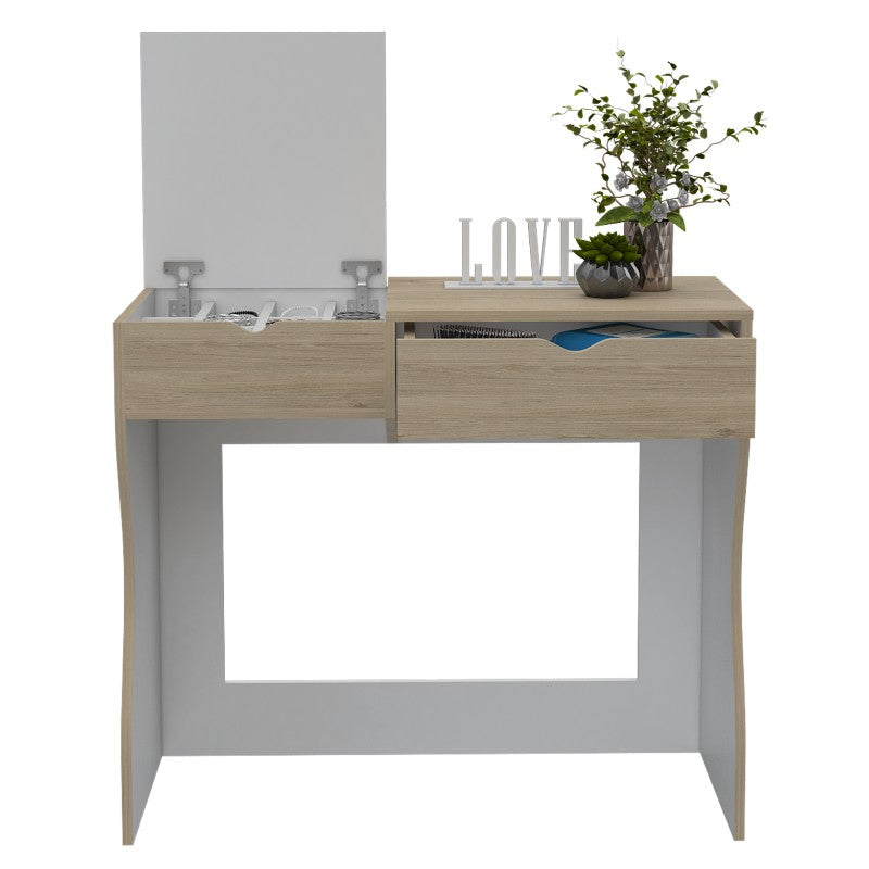 Mueble de Tocador Perla, Rovere y Blanco, con dos cajones organizadores de amplio espacio - vista 5