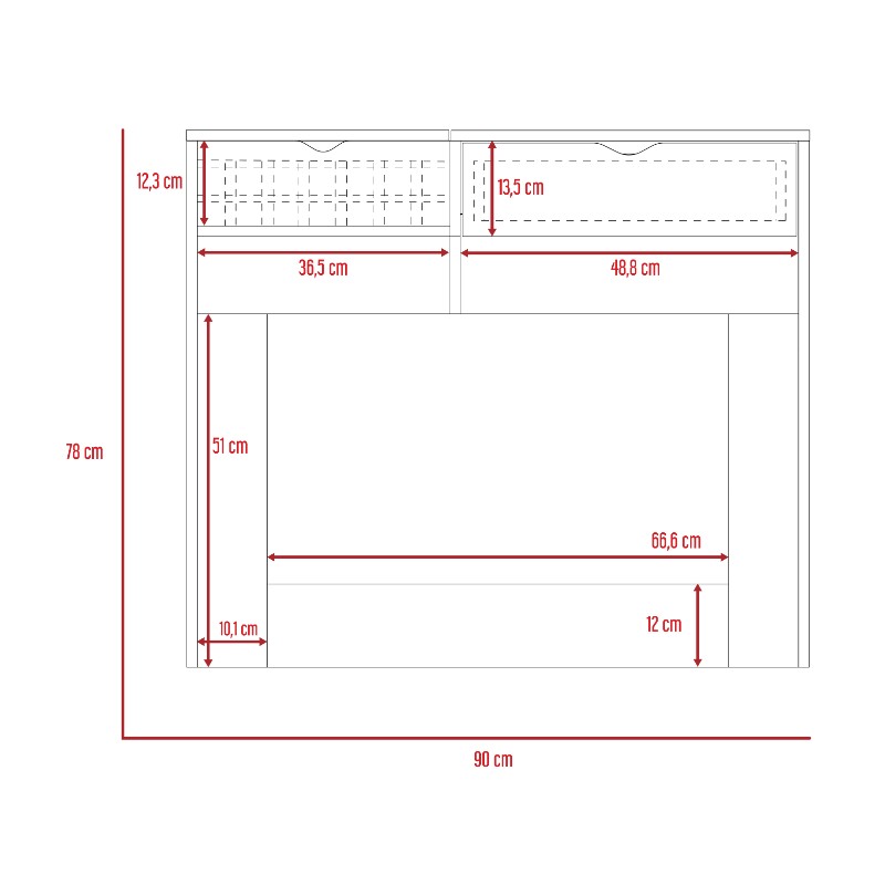 Mueble de Tocador Perla, Rovere y Blanco, con dos cajones organizadores de amplio espacio - vista 7