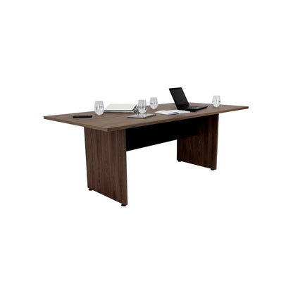 Mesa De Reunion Rectangular M-200 Home Office - Negro Soft / Coñac