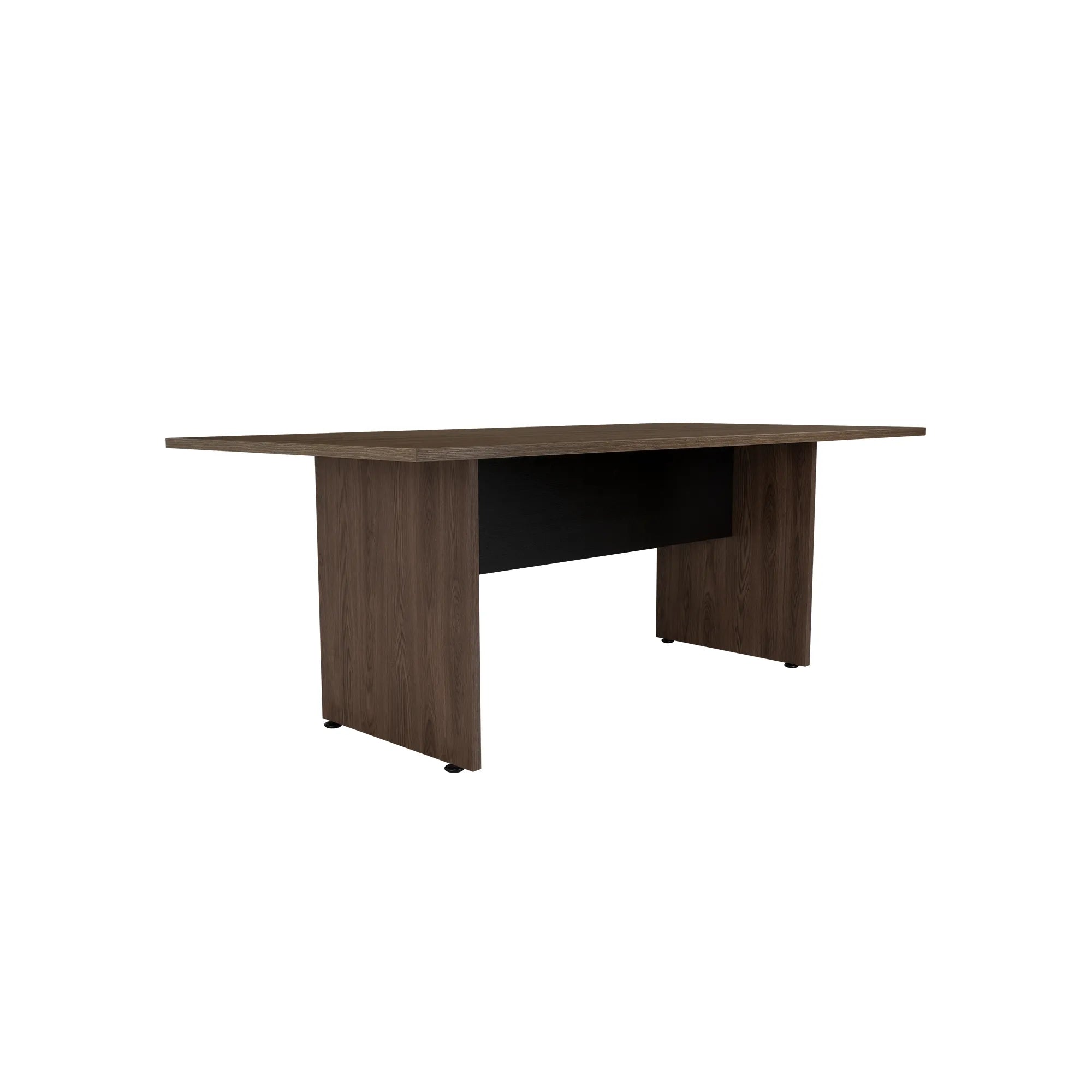 Mesa De Reunion Rectangular M-200 Home Office - Negro Soft / Coñac