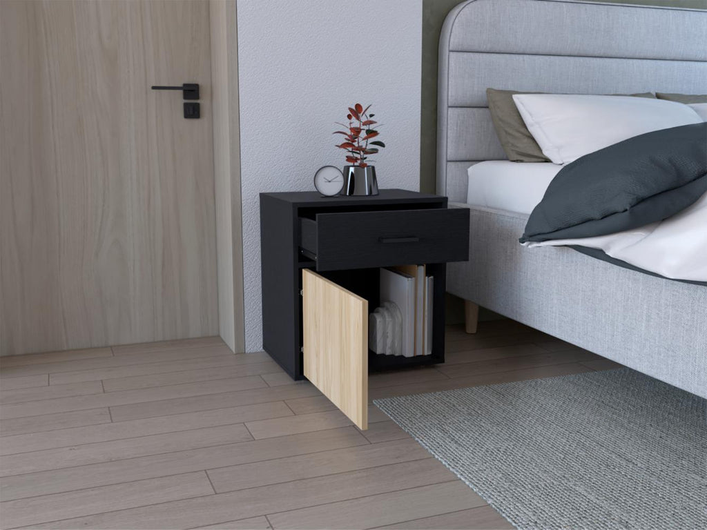 Mesa de Noche Grays, Wengue y Fresno Europeo, con una puerta y cajón - vista 2