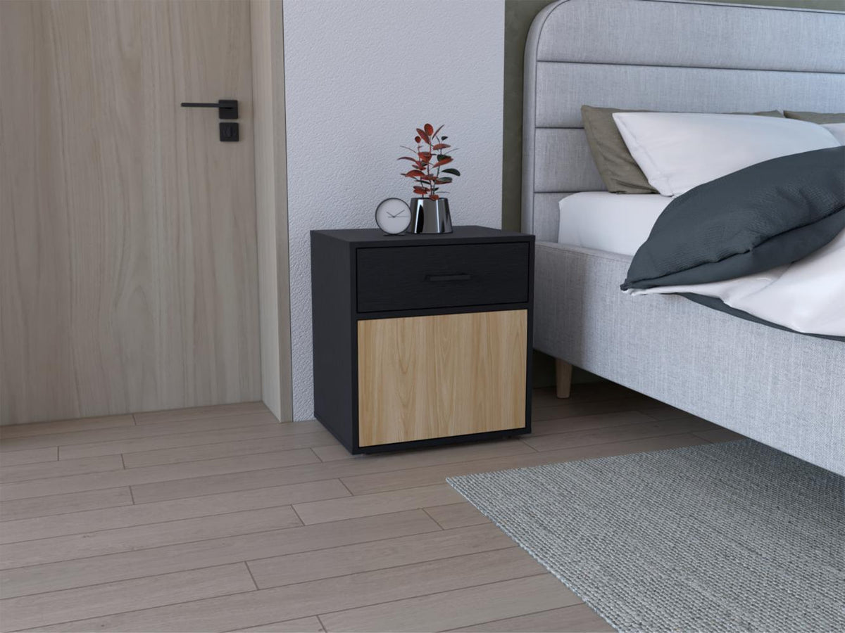 Mesa de Noche Grays, Wengue y Fresno Europeo, con una puerta y cajón - vista 1