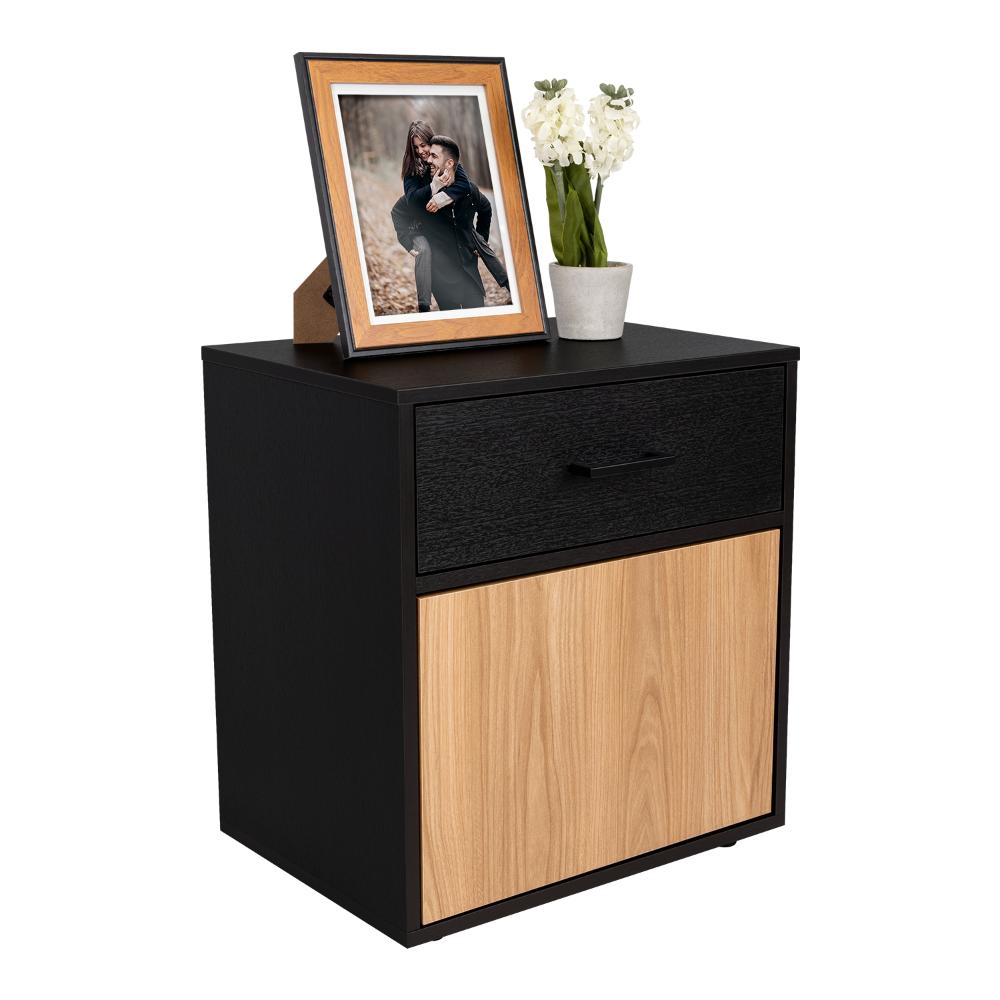 Mesa de Noche Grays, Wengue y Fresno Europeo, con una puerta y cajón - vista 3
