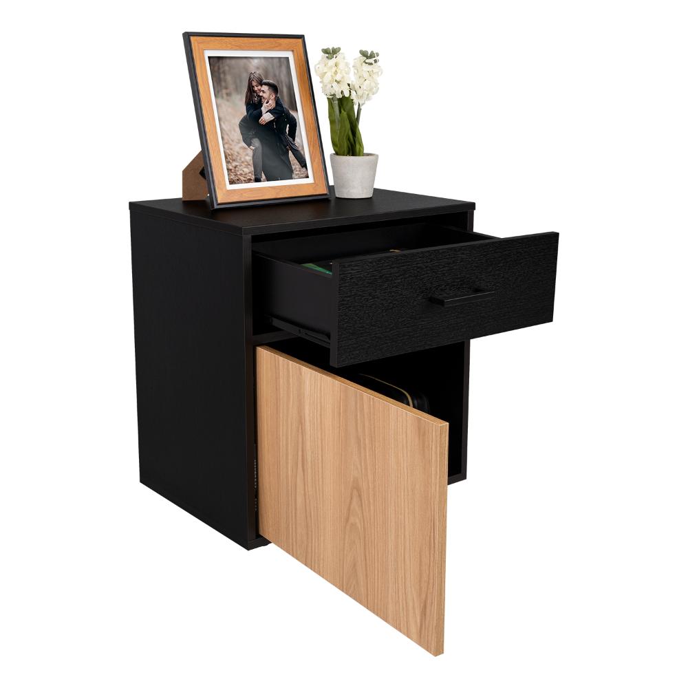 Mesa de Noche Grays, Wengue y Fresno Europeo, con una puerta y cajón - vista 4