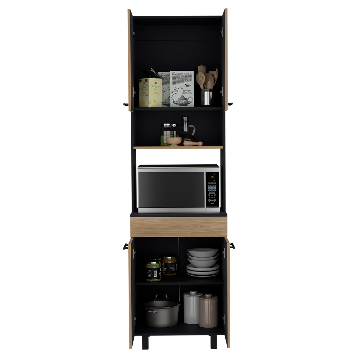 Mueble De Cocina Para Microondas Luna, Wengue Y Fresno - vista 4