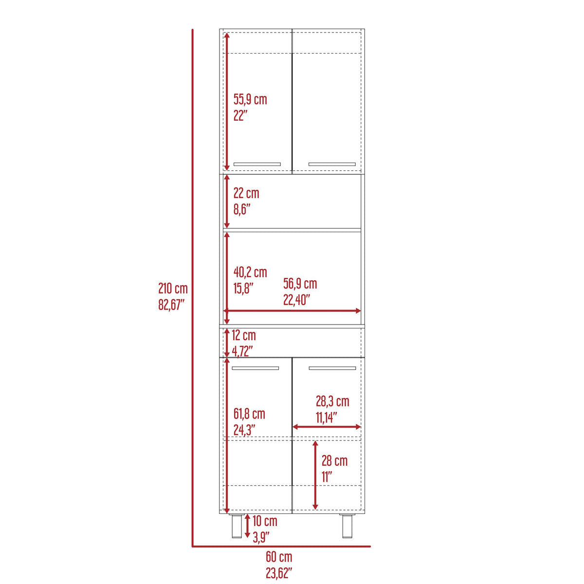 Mueble De Cocina Para Microondas Luna, Wengue Y Fresno - vista 8