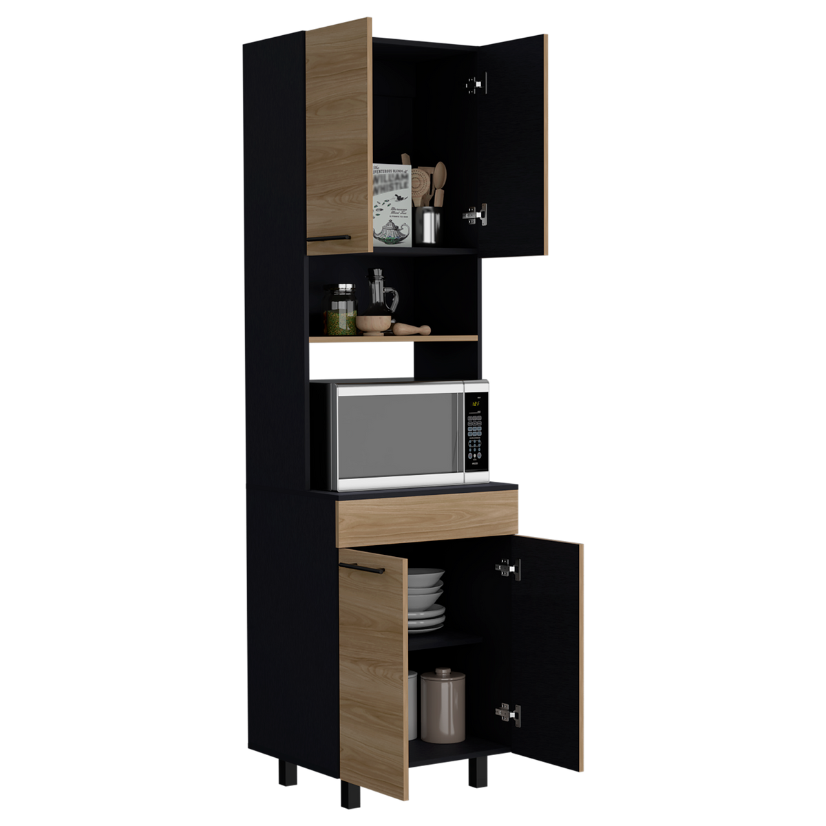 Mueble De Cocina Para Microondas Luna, Wengue Y Fresno - vista 5