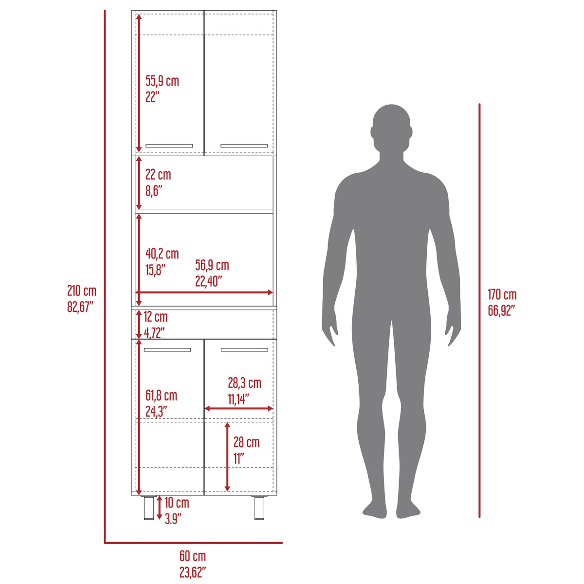 Mueble De Cocina Para Microondas Luna, Wengue Y Fresno - vista 9