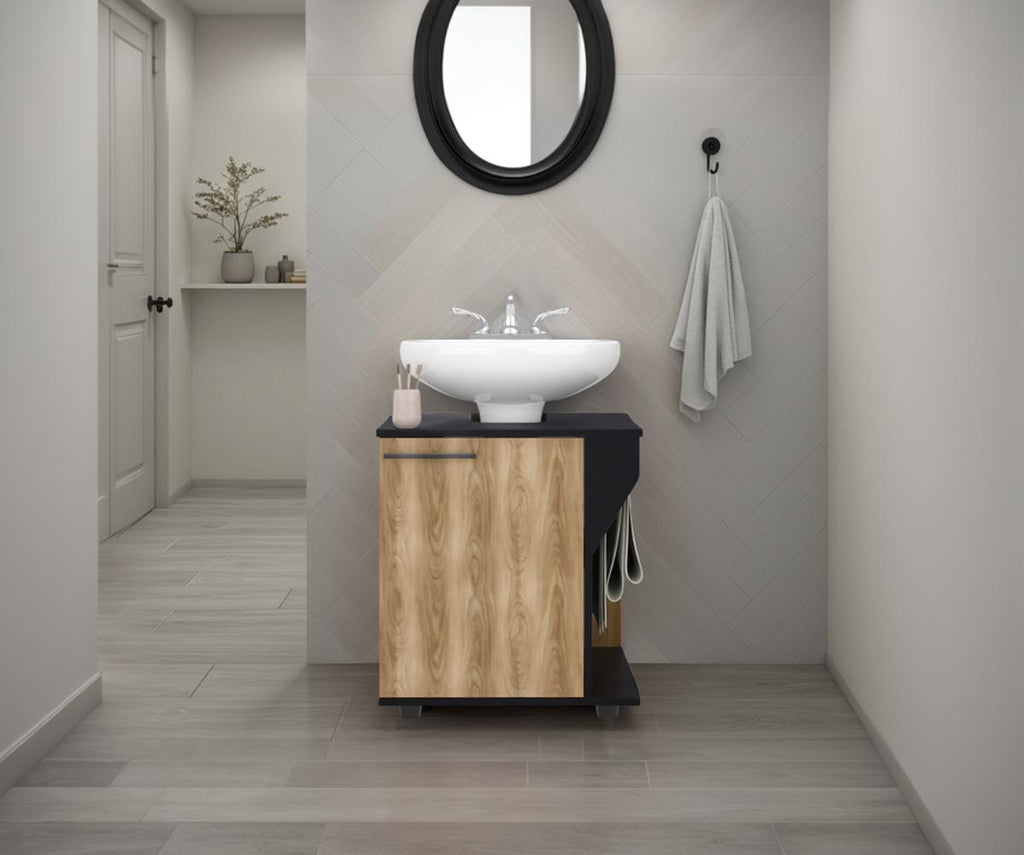 Mueble Para Lavamanos Phillips Una Puerta Wengue Y Fresno - vista 1