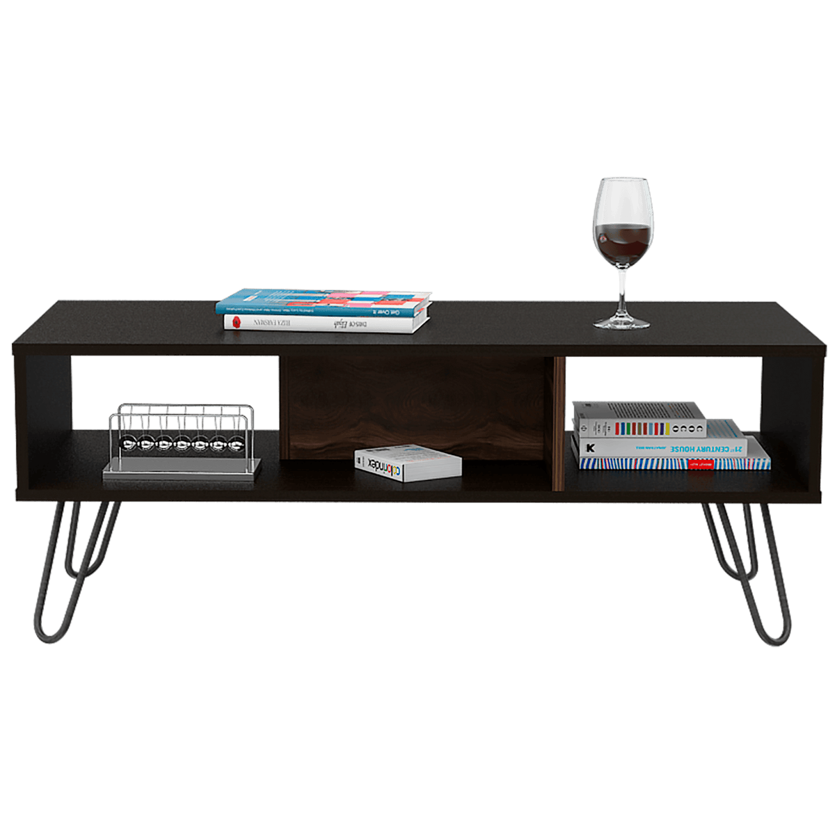 Mesa de Centro Lara, Wengue y Caoba,  con Amplio Espacio y Patas de Acero - vista 2