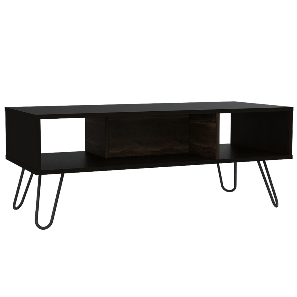 Mesa de Centro Lara, Wengue y Caoba,  con Amplio Espacio y Patas de Acero - vista 4