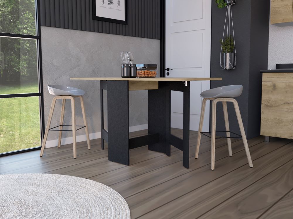 Mesa Abatible, Compact, Wengue y Macadamia, con amplio espacio para colocar objetos - vista 2