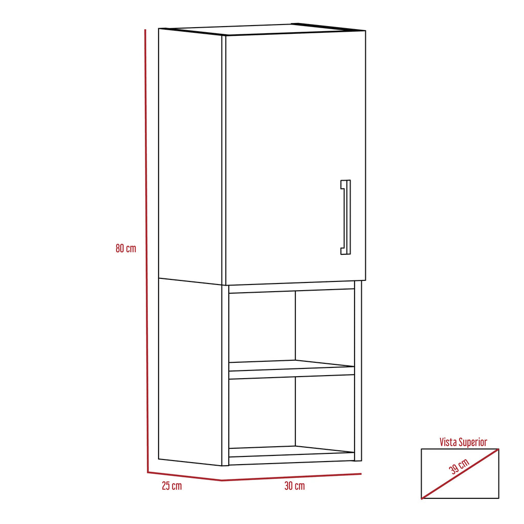 Mueble Auxiliar Muro Baño Madrid 1 Puerta - Wengue / Plomo