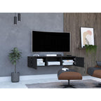 Mesa Para Tv Flotante Gleid, Wengue, con Dos Puertas Abatibles - vista 2
