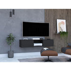 Mesa Para Tv Flotante Gleid, Wengue, con Dos Puertas Abatibles - vista 1