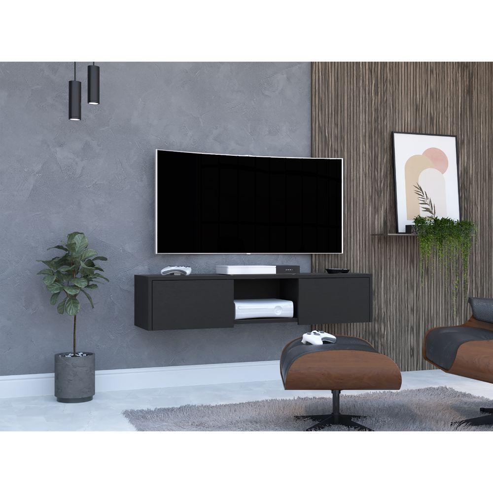 Mesa Para Tv Flotante Gleid, Wengue, con Dos Puertas Abatibles - vista 1
