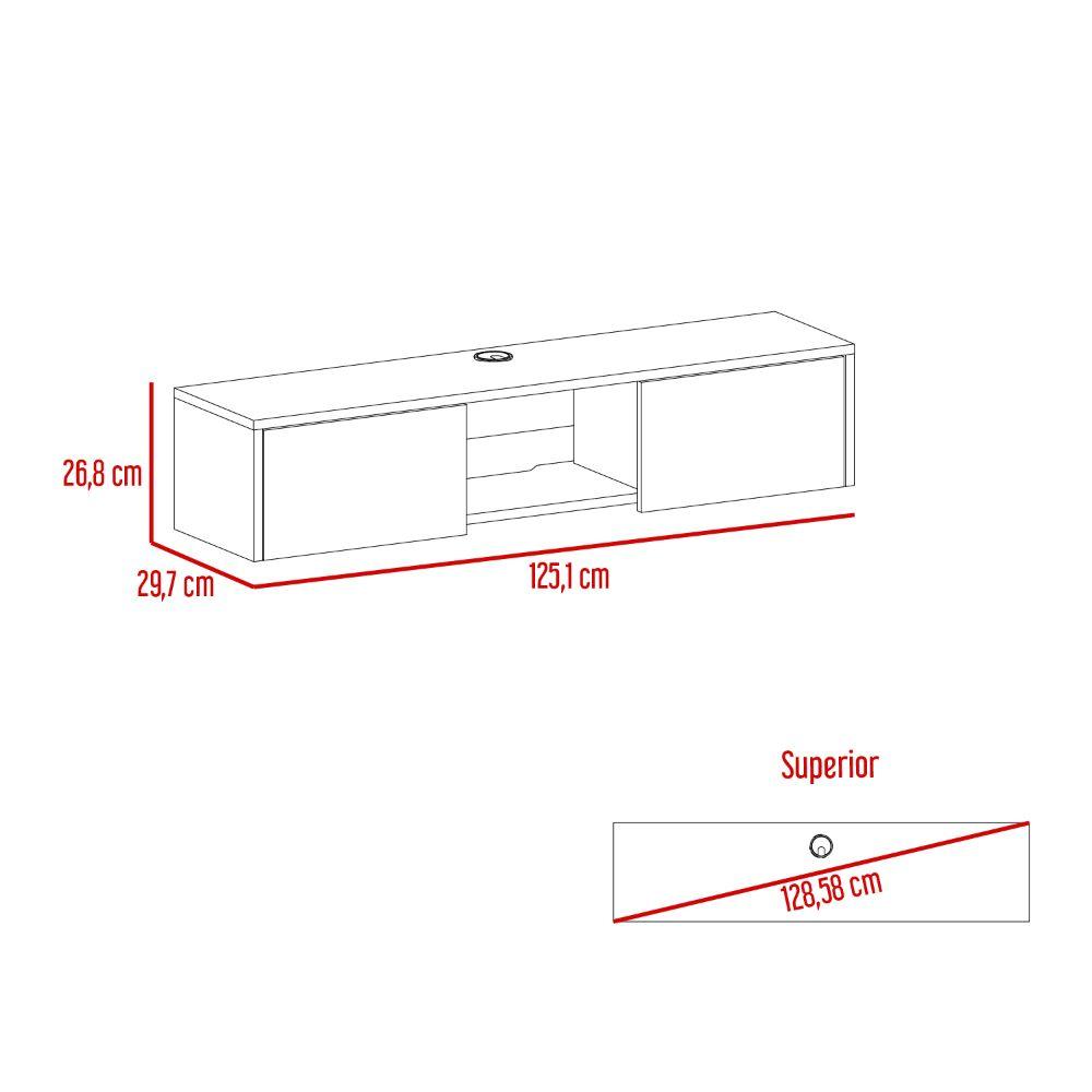 Mesa Para Tv Flotante Gleid, Wengue, con Dos Puertas Abatibles - vista 11