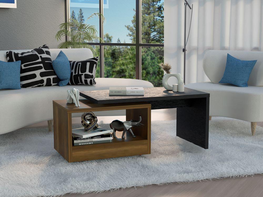 Mesa de Centro Wesley, Wengue y Cobre, con Amplio Espacio Ideal Para Ubicar Decoraciones - vista 1