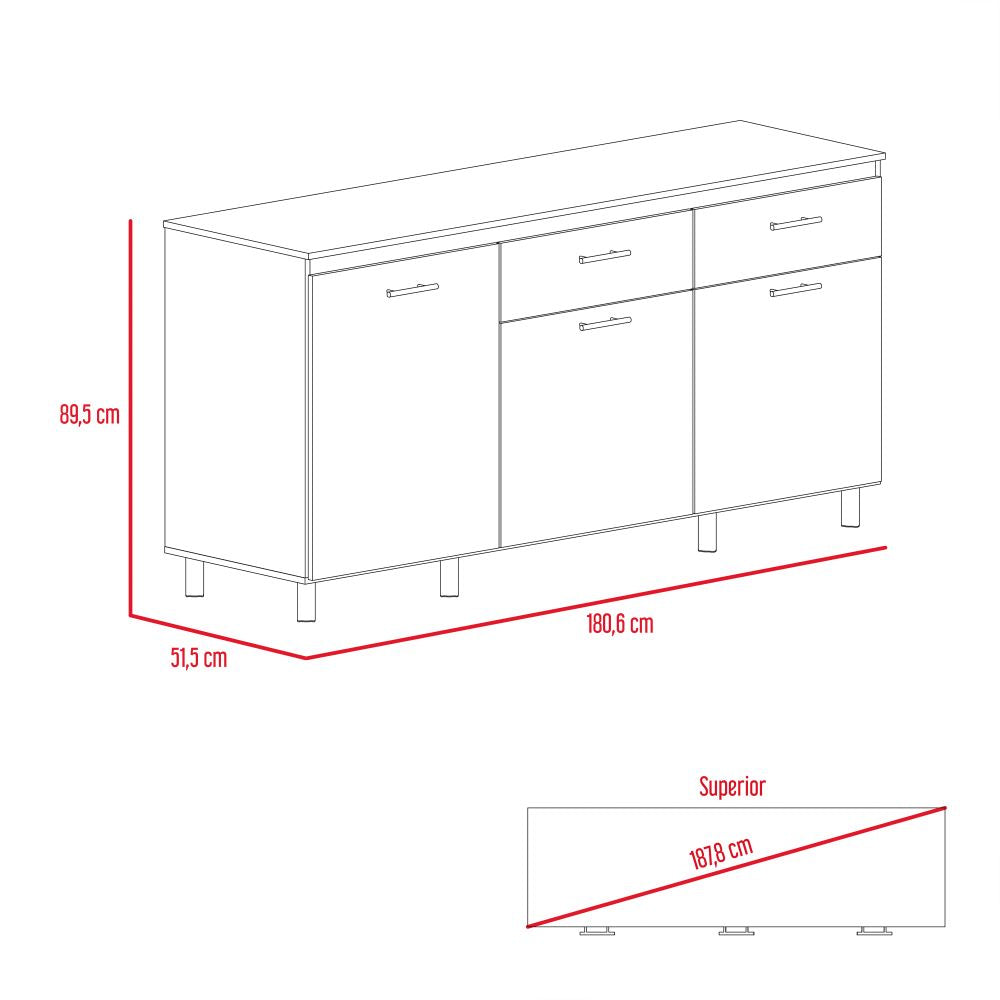 Modulo Inferior Kitchen Gante, Rovere y Niebla, con tres puertas batientes y dos cajones deslizables - vista 7