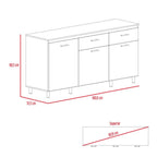 Modulo Inferior Kitchen Gante, Rovere y Niebla, con tres puertas batientes y dos cajones deslizables - vista 7