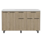 Modulo Inferior Kitchen, Hasselt, Gris y Rovere, con cinco puertas batientesy lavapatos - vista 7