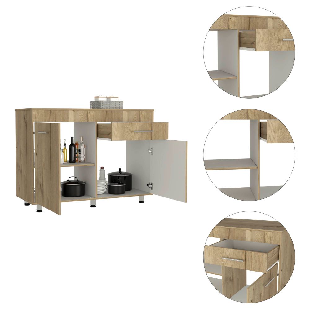 Modulo Inferior Kitchen, Orion, Duna y Blanco, con dos puertas batientes y cajón deslizable - vista 5