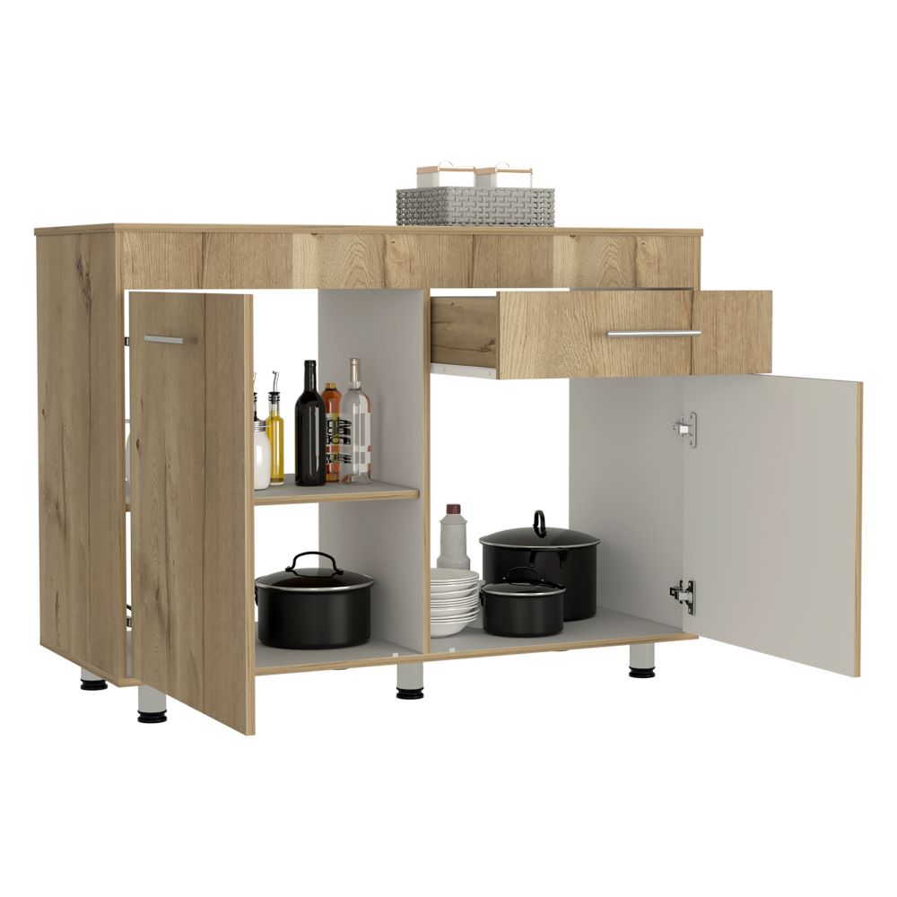 Modulo Inferior Kitchen, Orion, Duna y Blanco, con dos puertas batientes y cajón deslizable - vista 1