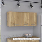 Modulo Superior Kitchen Orion, Duna y Blanco, con tres puertas batientes y varios entrepaños - vista 3