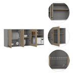 Modulo Superior Kitchen, Hasselt, Gris y Rovere, con tres puertas batientes y espacio para horno microondas - vista 7