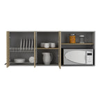 Modulo Superior Kitchen, Hasselt, Gris y Rovere, con tres puertas batientes y espacio para horno microondas - vista 2
