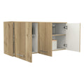 Modulo Superior Kitchen Orion, Duna y Blanco, con tres puertas batientes y varios entrepaños - vista 1