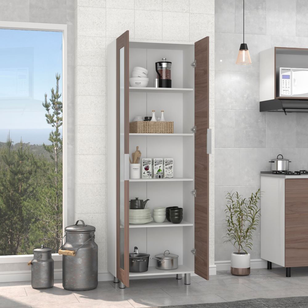 Mueble Alacena Fendi, Blanco Marqueza y Castaño, con dos puertas batientes y gran capacidad de almacenamiento - vista 4