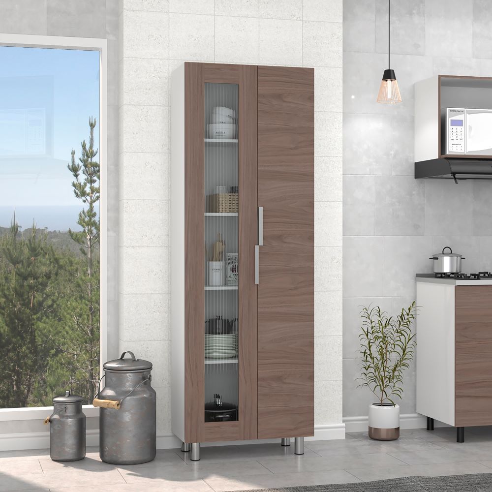 Mueble Alacena Fendi, Blanco Marqueza y Castaño, con dos puertas batientes y gran capacidad de almacenamiento - vista 3