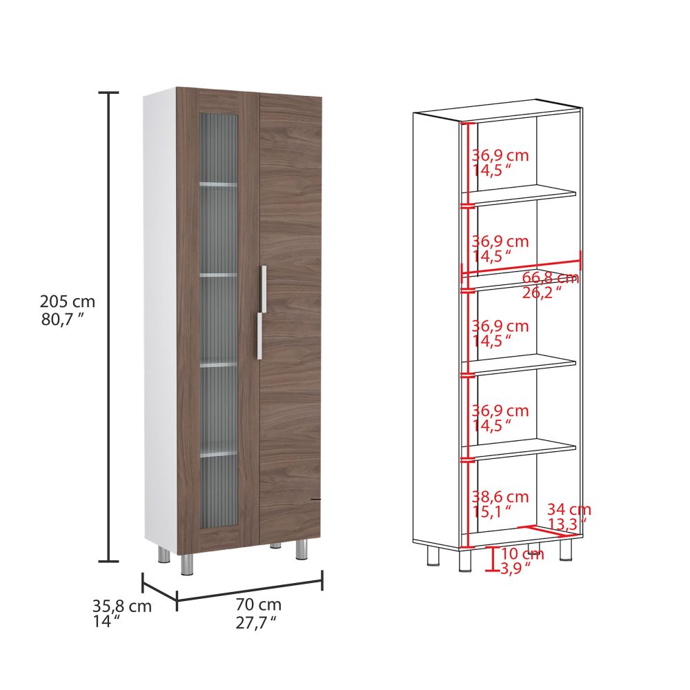 Mueble Alacena Fendi, Blanco Marqueza y Castaño, con dos puertas batientes y gran capacidad de almacenamiento - vista 5