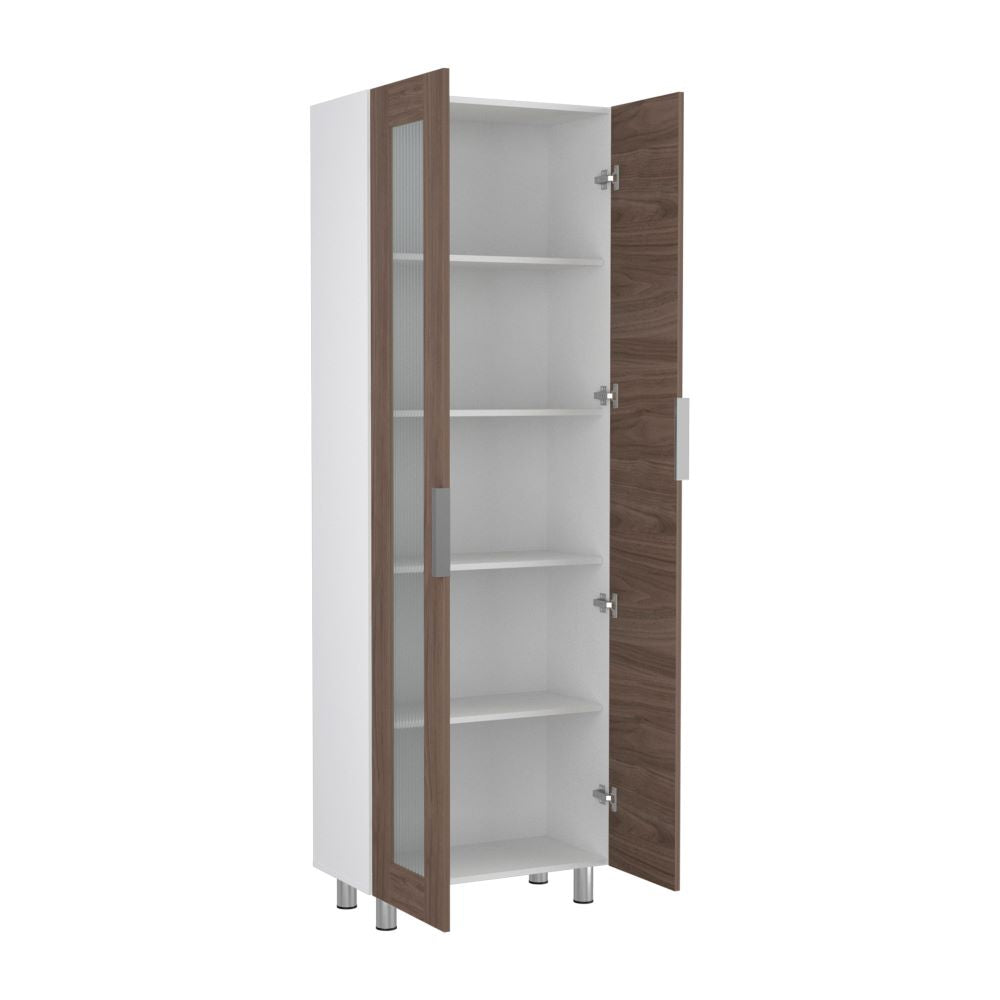 Mueble Alacena Fendi, Blanco Marqueza y Castaño, con dos puertas batientes y gran capacidad de almacenamiento - vista 1