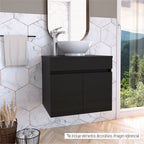 Mueble de Lavamanos Flotante Manchester, Wengues puertas batientes y repisa para colocar objetos de aseo - vista 3