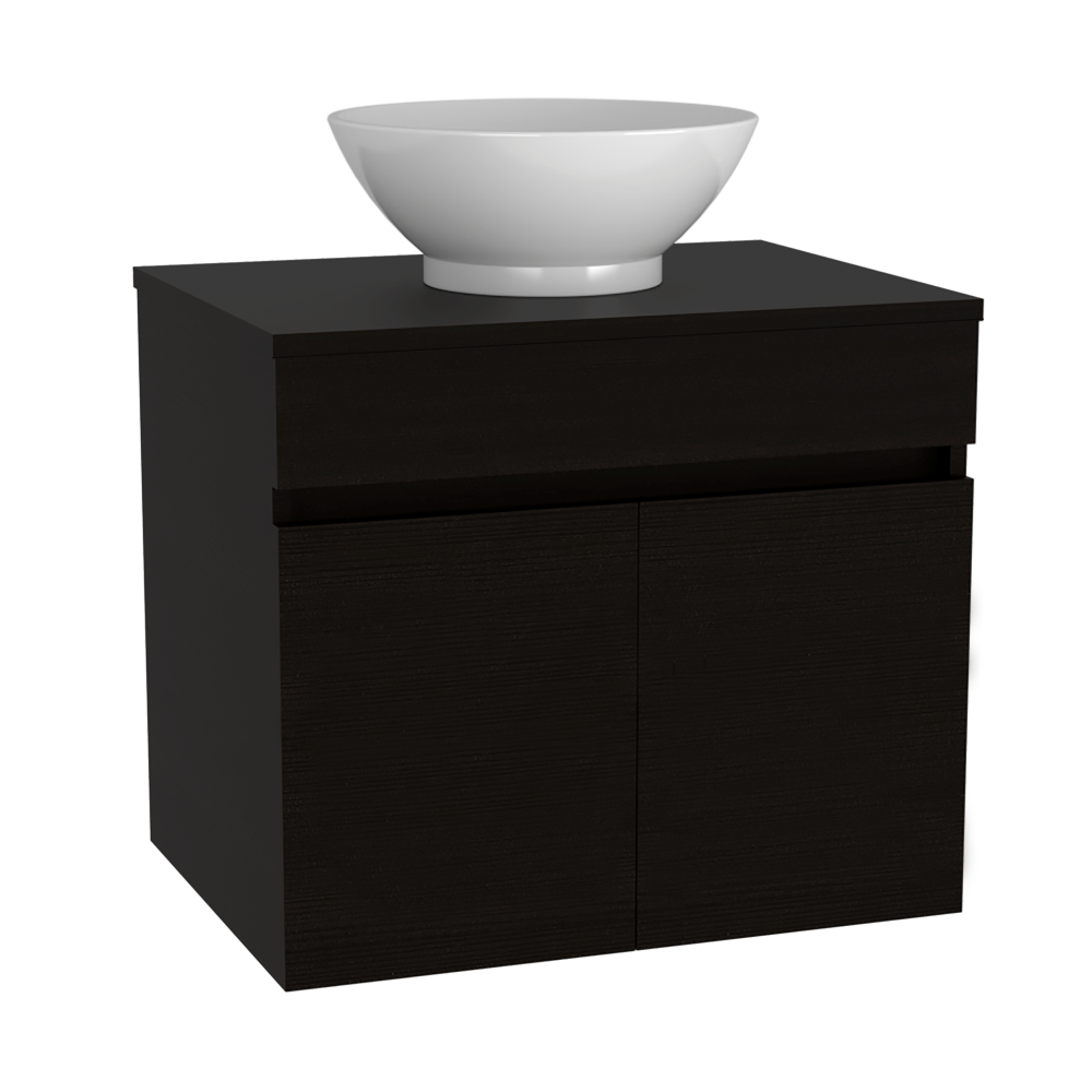 Mueble de Lavamanos Flotante Manchester, Wengues puertas batientes y repisa para colocar objetos de aseo - vista 5