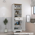 Mueble Optimizador Bath Bi, Duna y Blanco, con un cajón deslizable y una puerta batiente - vista 4