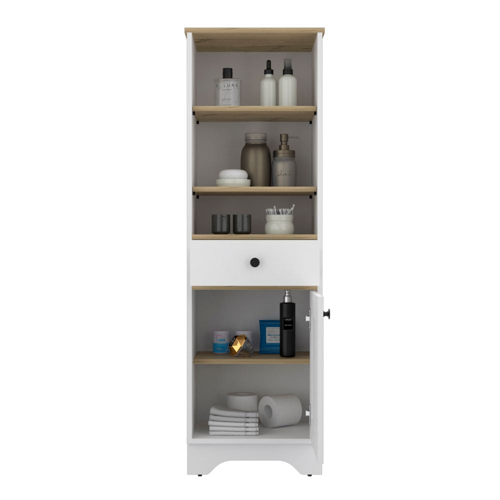 Mueble Optimizador Bath Bi, Duna y Blanco, con un cajón deslizable y una puerta batiente - vista 2