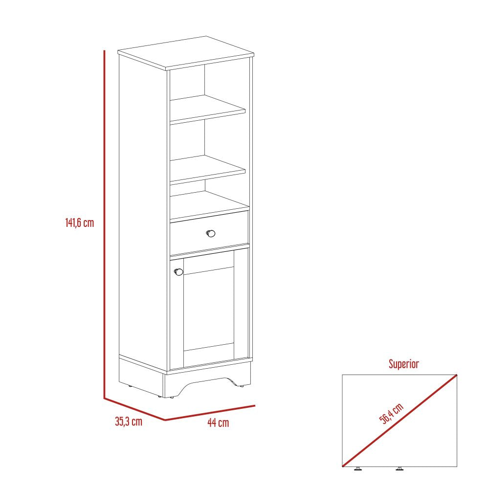 Mueble Optimizador Bath Bi, Duna y Blanco, con un cajón deslizable y una puerta batiente - vista 7