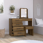 Mueble de Tocador Kaia, Caramelo y Wengue, con cuatro amplios cajones organizadores - vista 4