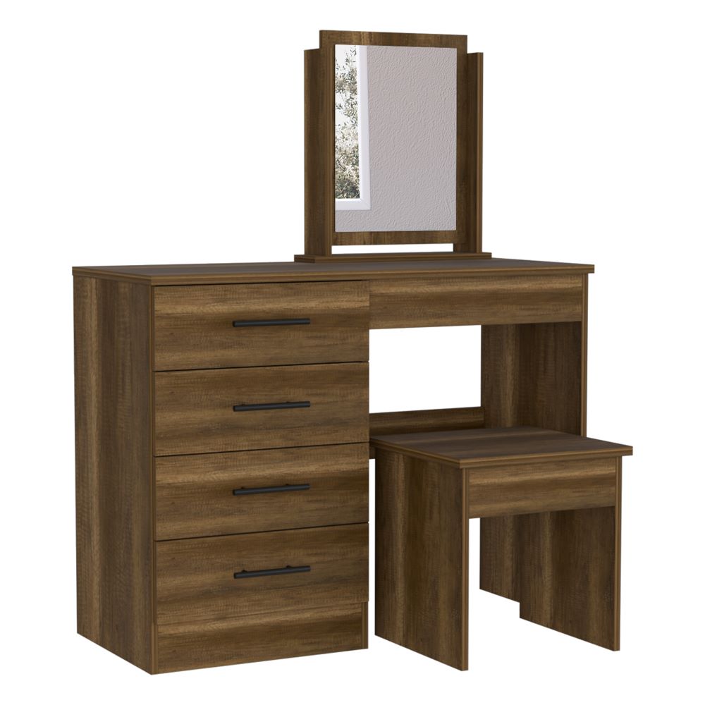 Mueble de Tocador Kaia, Caramelo y Wengue, con cuatro amplios cajones organizadores - vista 2
